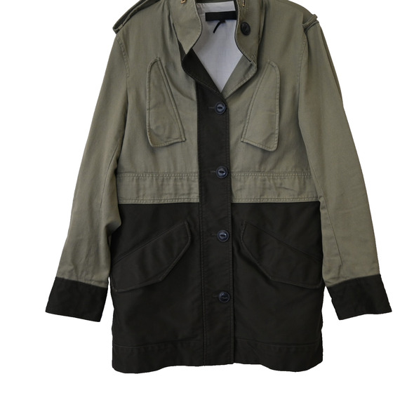 Rag & Bone Military Jacket Size 0 Womens Army Green Brown Button Front Utility - Picture 3 of 8